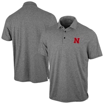 Men's Antigua Heather Black Nebraska Huskers Static Polo