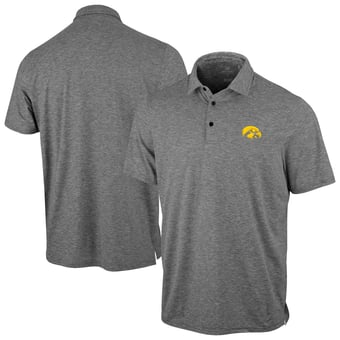 Men's Antigua Heather Black Iowa Hawkeyes Static Polo