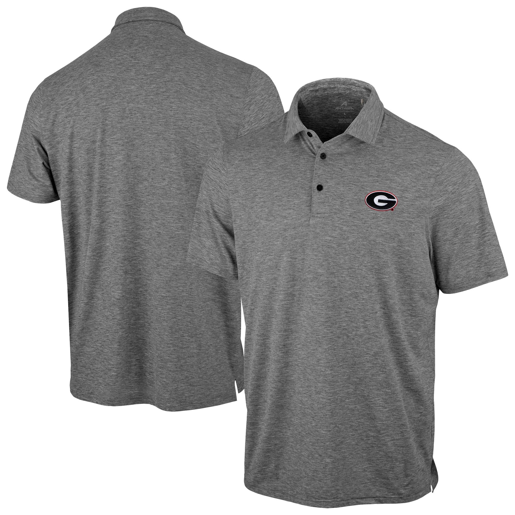 Men's Antigua Heather Black Georgia Bulldogs Static Polo