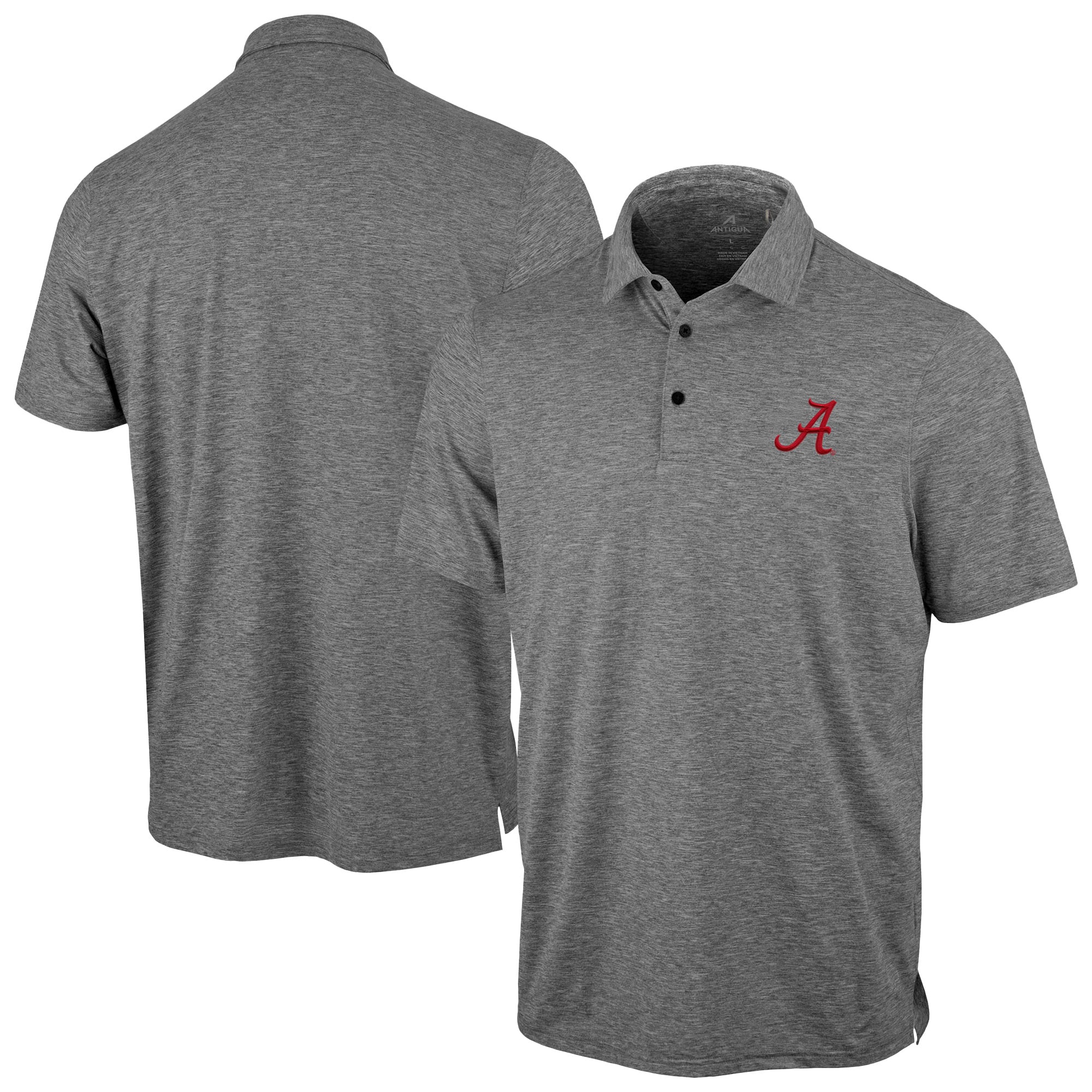 Men's Antigua Heather Black Alabama Crimson Tide Static Polo