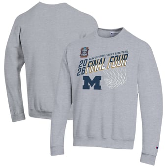Men's Champion Gray Michigan Wolverines 2026 NCAA Men's Basketball Tournament March Madness Final Four Eco Powerblend Sweatshirt