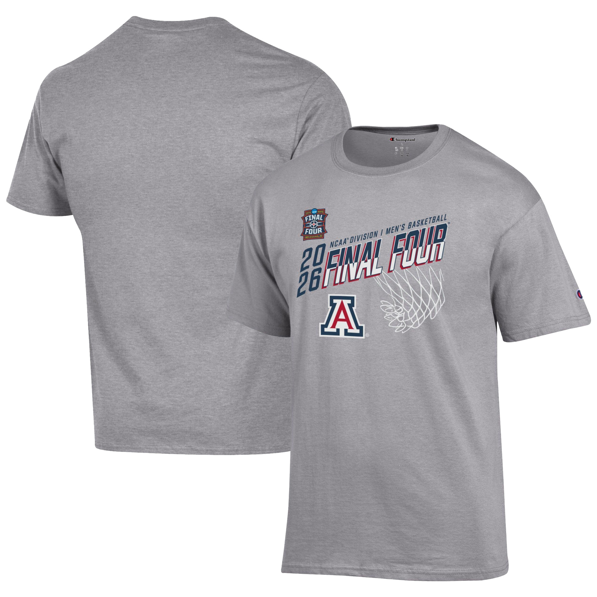 Men's Champion Gray Arizona Wildcats 2026 NCAA Men's Basketball Tournament March Madness Final Four T-Shirt