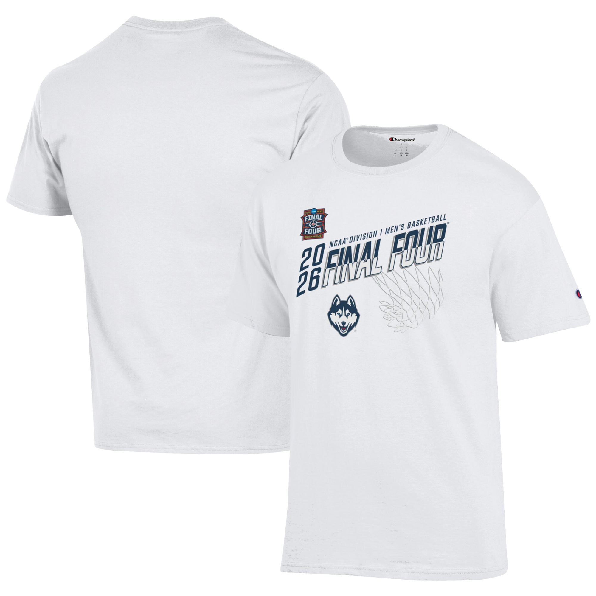Men's Champion White UConn Huskies 2026 NCAA Men's Basketball Tournament March Madness Final Four T-Shirt