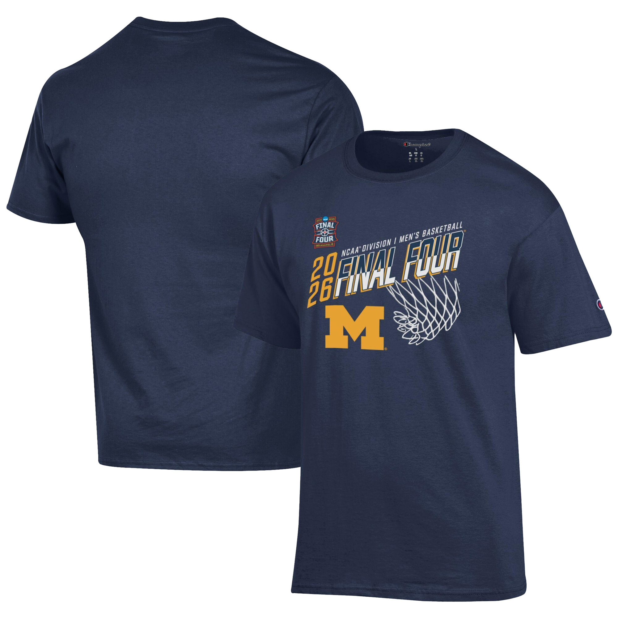 Men's Champion Navy Michigan Wolverines 2026 NCAA Men's Basketball Tournament March Madness Final Four T-Shirt
