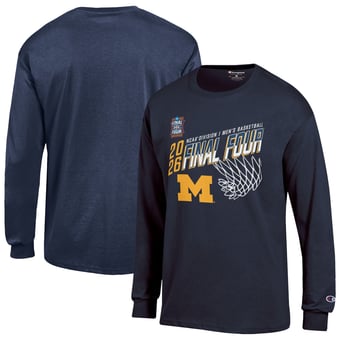 Men's Champion Navy Michigan Wolverines 2026 NCAA Men's Basketball Tournament March Madness Final Four Long Sleeve T-Shirt