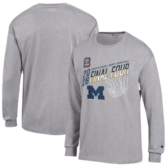 Men's Champion Gray Michigan Wolverines 2026 NCAA Men's Basketball Tournament March Madness Final Four Long Sleeve T-Shirt