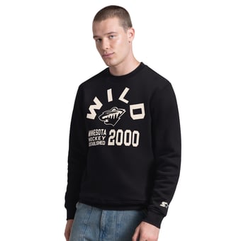 Men's Starter Black Minnesota Wild Post Game Sweatshirt