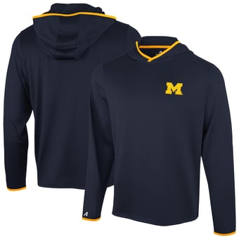 Men's Antigua  Navy Michigan Wolverines Brink Color Pop Long Sleeve Hoodie T-Shirt