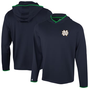 Men's Antigua  Navy Notre Dame Fighting Irish Brink Color Pop Long Sleeve Hoodie T-Shirt