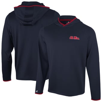 Men's Antigua  Navy Ole Miss Rebels Brink Color Pop Long Sleeve Hoodie T-Shirt