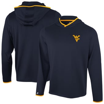 Men's Antigua  Navy West Virginia Mountaineers Brink Color Pop Long Sleeve Hoodie T-Shirt