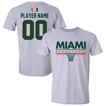 Unisex Gray Miami Hurricanes Collegiate Men's Basketball NIL Pick-A-Player T-Shirt
