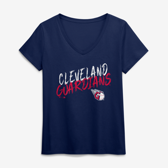 Women's Navy Cleveland Guardians Hustle V-Neck T-Shirt