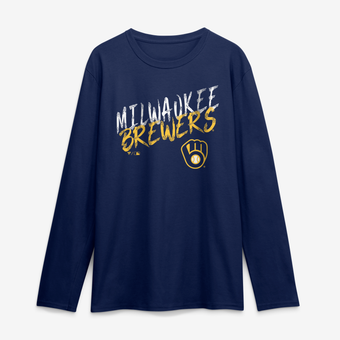 Men's Navy Milwaukee Brewers Hustle Long Sleeve T-Shirt