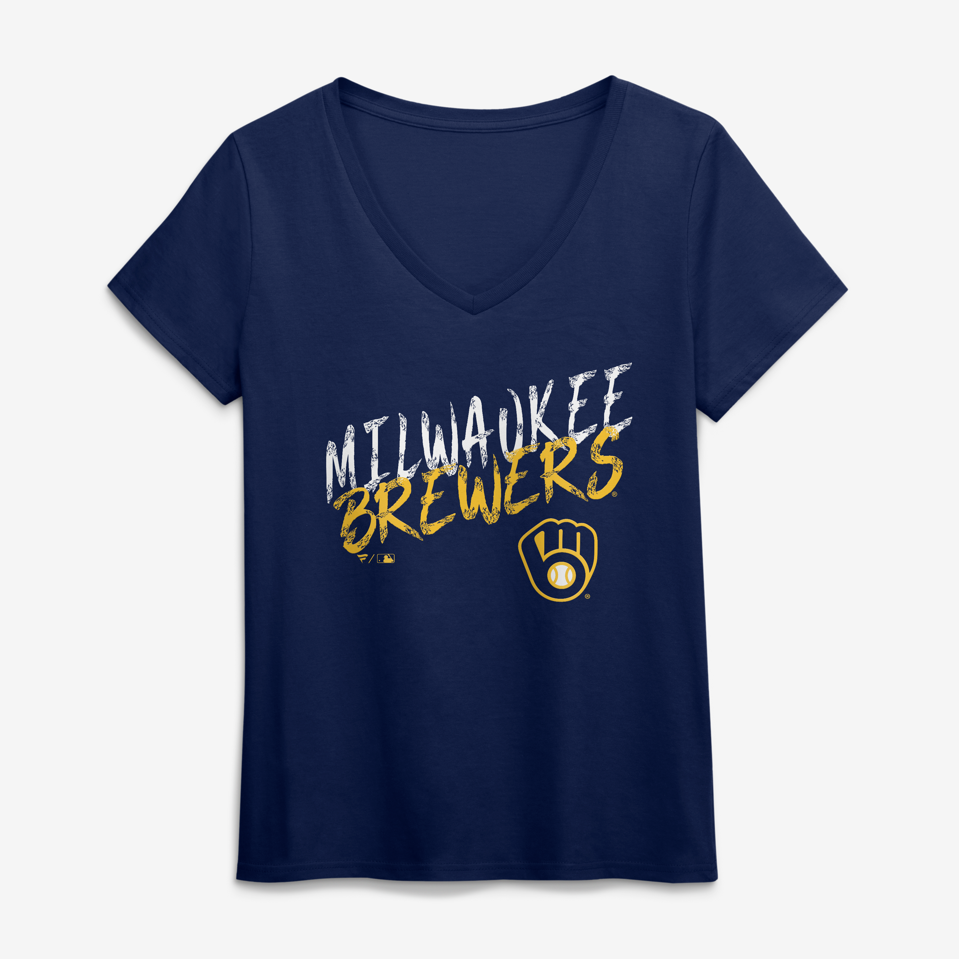 Women's Navy Milwaukee Brewers Hustle V-Neck T-Shirt
