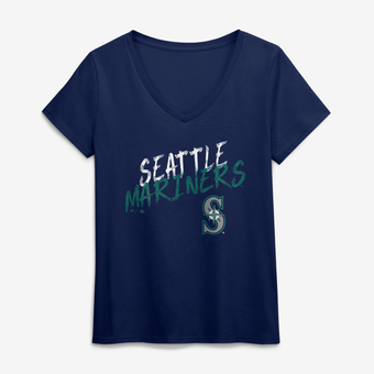 Women's Navy Seattle Mariners Hustle V-Neck T-Shirt