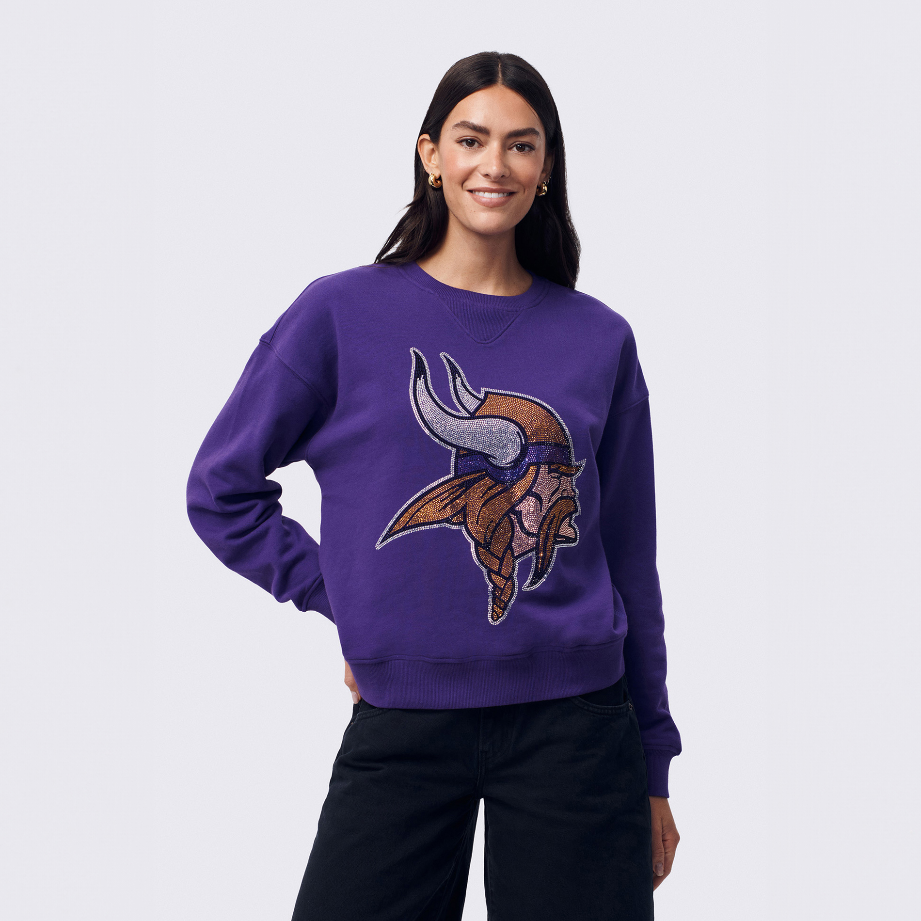 Women's Terez  Purple Minnesota Vikings Gemstone Logo Crew