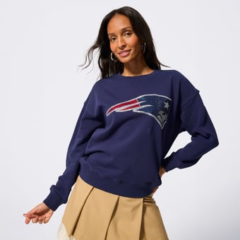 Women's Terez  Navy New England Patriots Gemstone Logo Crew
