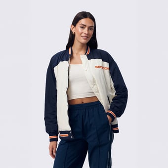 Women's Terez  White Denver Broncos Double Yoke Full-Zip Bomber Jacket