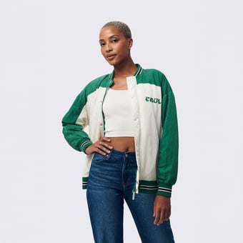 Women's Terez  White Philadelphia Eagles Double Yoke Full-Zip Bomber Jacket