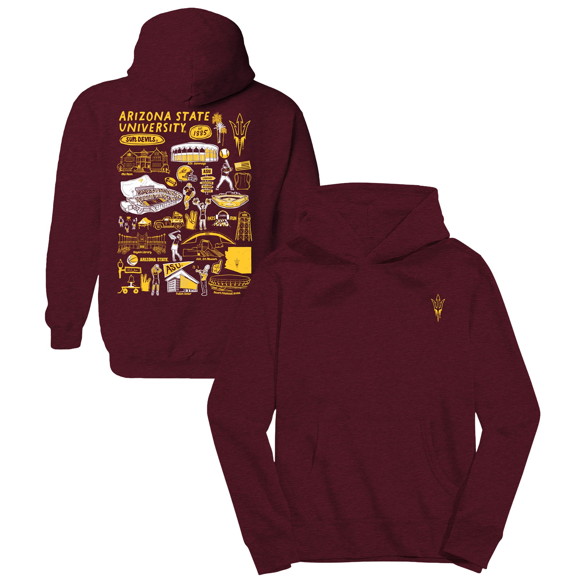 Youth Vive La Fete Maroon Arizona State Sun Devils Impressions Artwork Hoodie