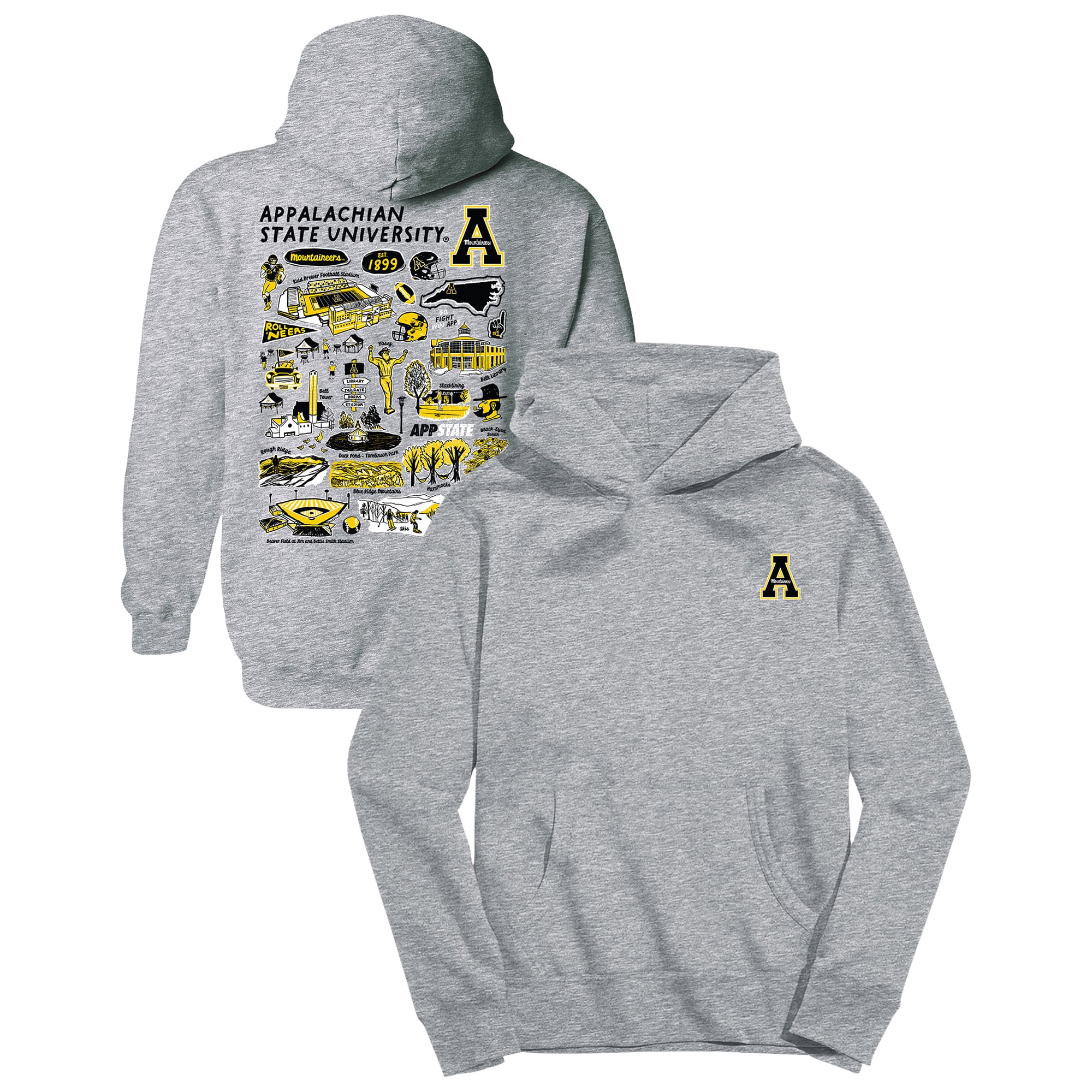 Youth Vive La Fete Gray Appalachian State Mountaineers Impressions Artwork Hoodie