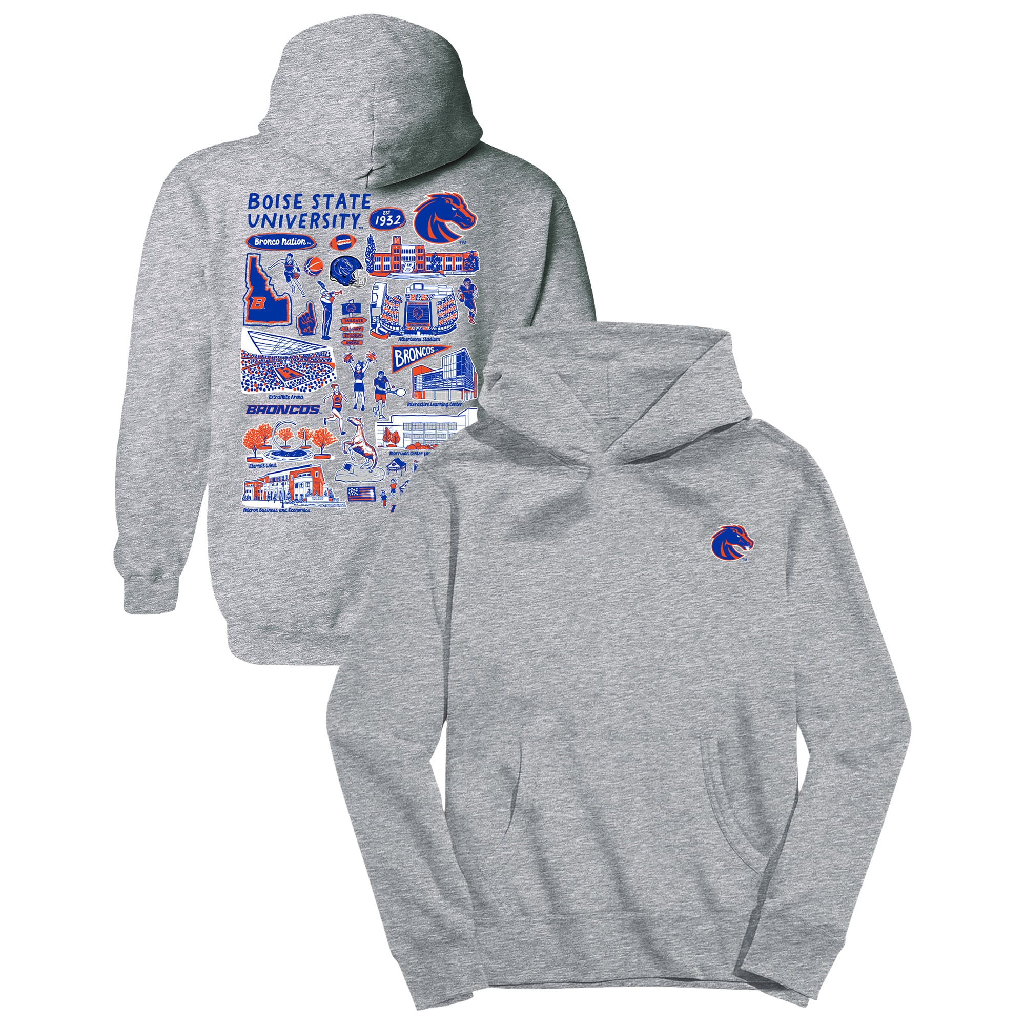 Youth Vive La Fete Gray Boise State Broncos Impressions Artwork Hoodie