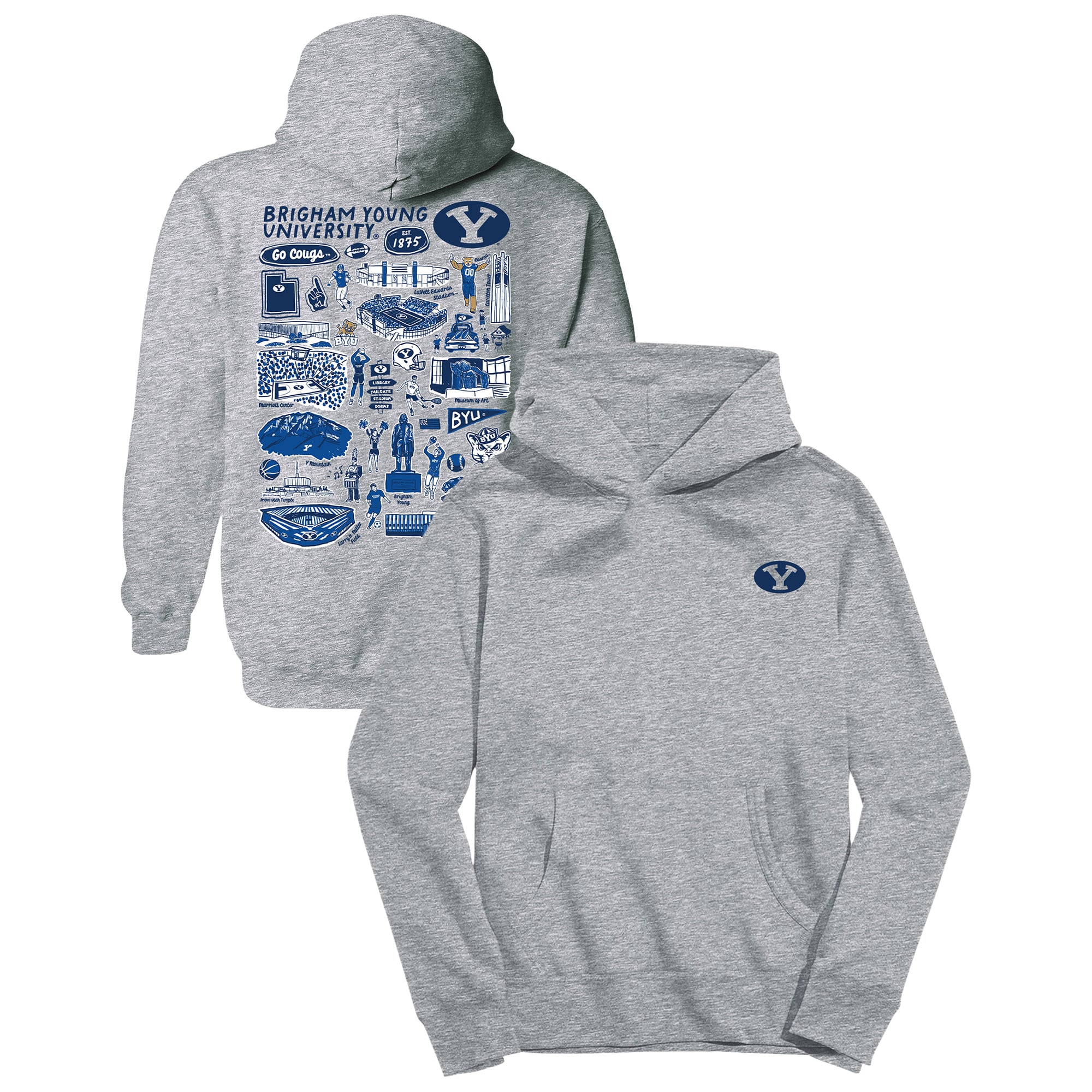 Youth Vive La Fete Gray BYU Cougars Impressions Artwork Hoodie