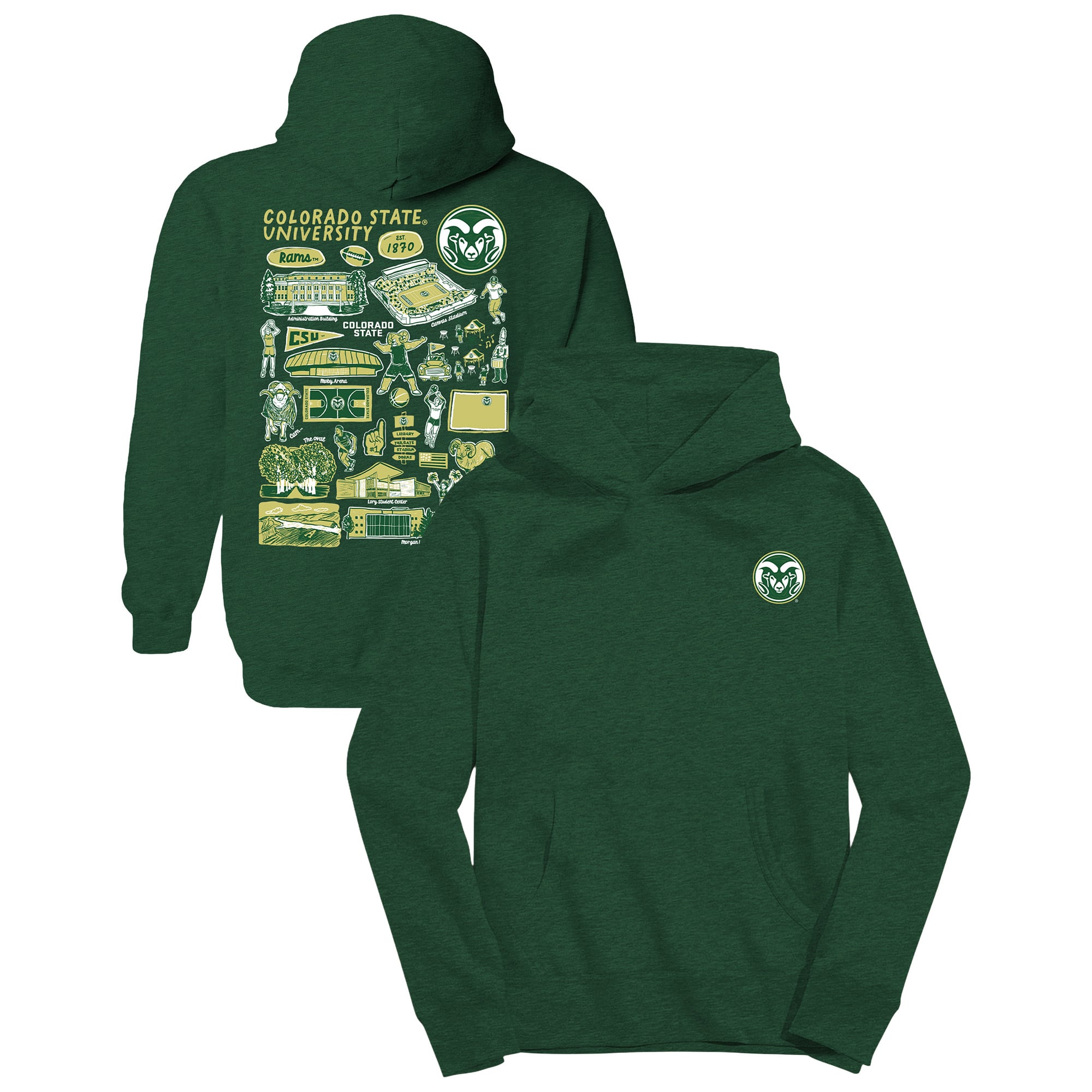 Youth Vive La Fete Green Colorado State Rams Impressions Artwork Hoodie