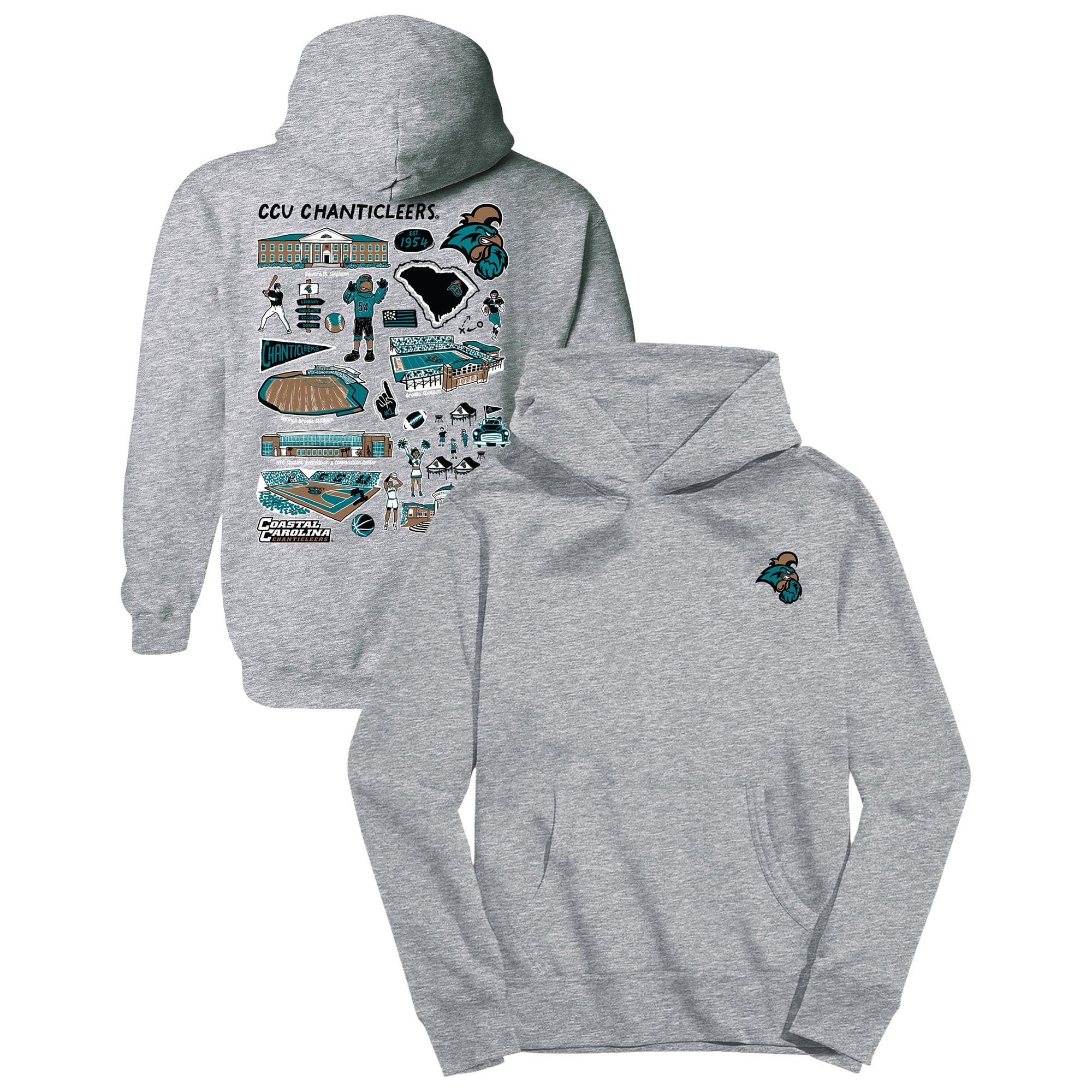 Youth Vive La Fete Gray Coastal Carolina Chanticleers Impressions Artwork Hoodie