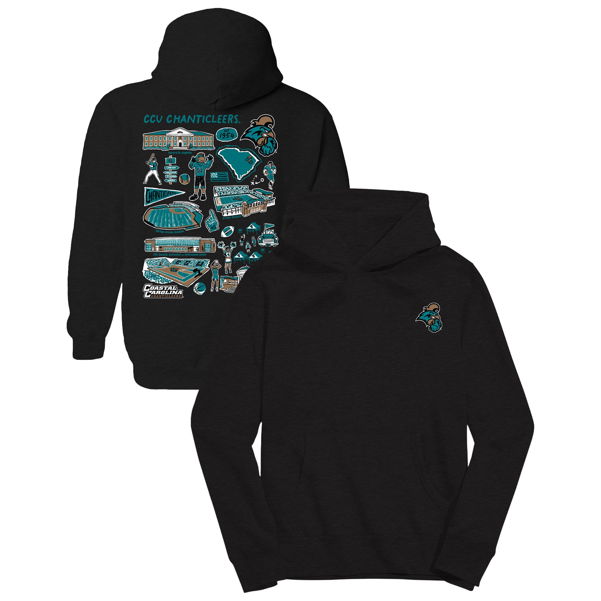 Youth Vive La Fete Black Coastal Carolina Chanticleers Impressions Artwork Hoodie