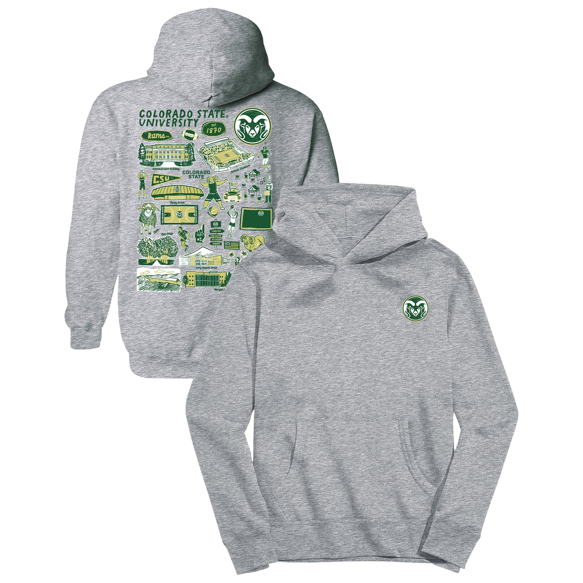 Youth Vive La Fete Gray Colorado State Rams Impressions Artwork Hoodie