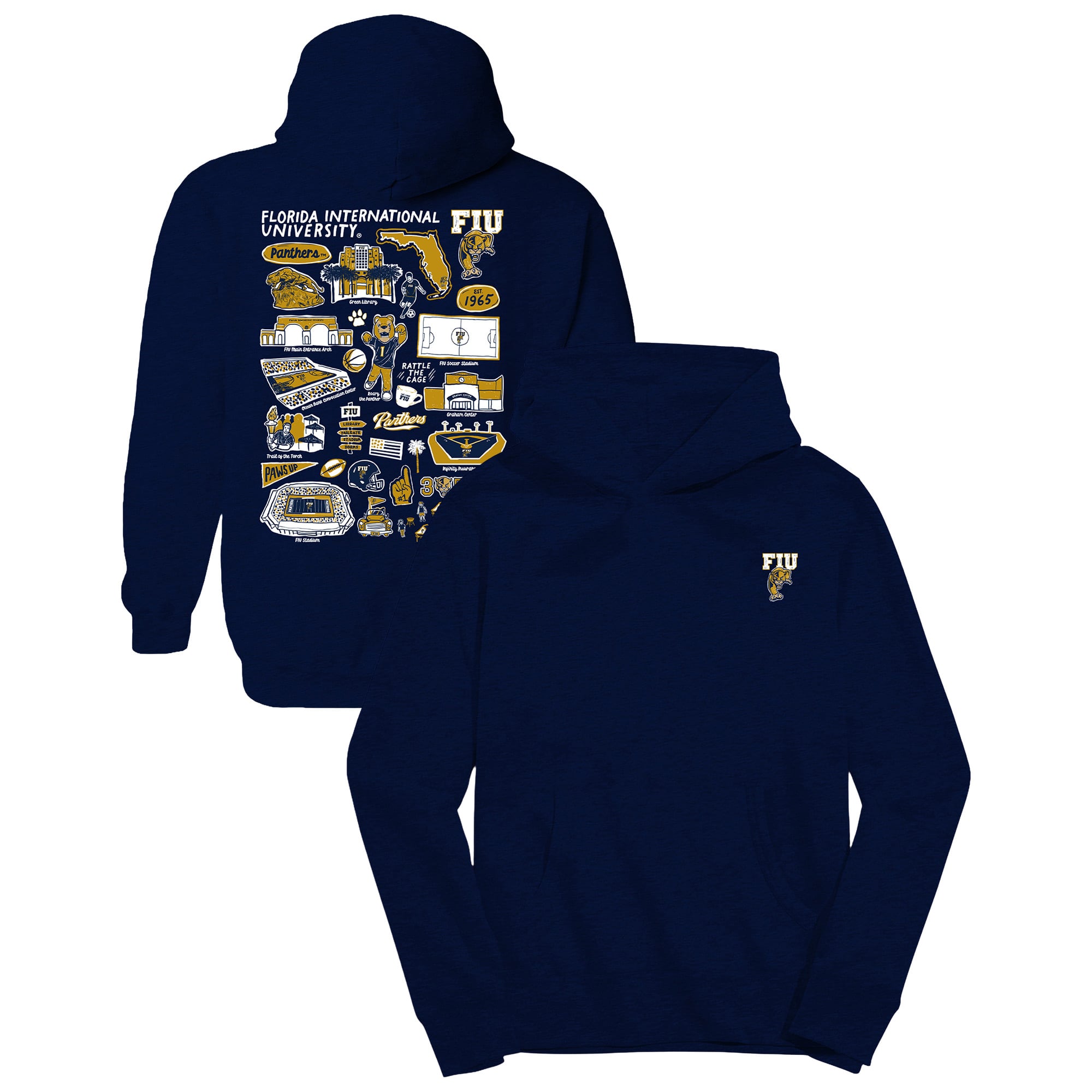 Youth Vive La Fete Navy FIU Panthers Impressions Artwork Hoodie