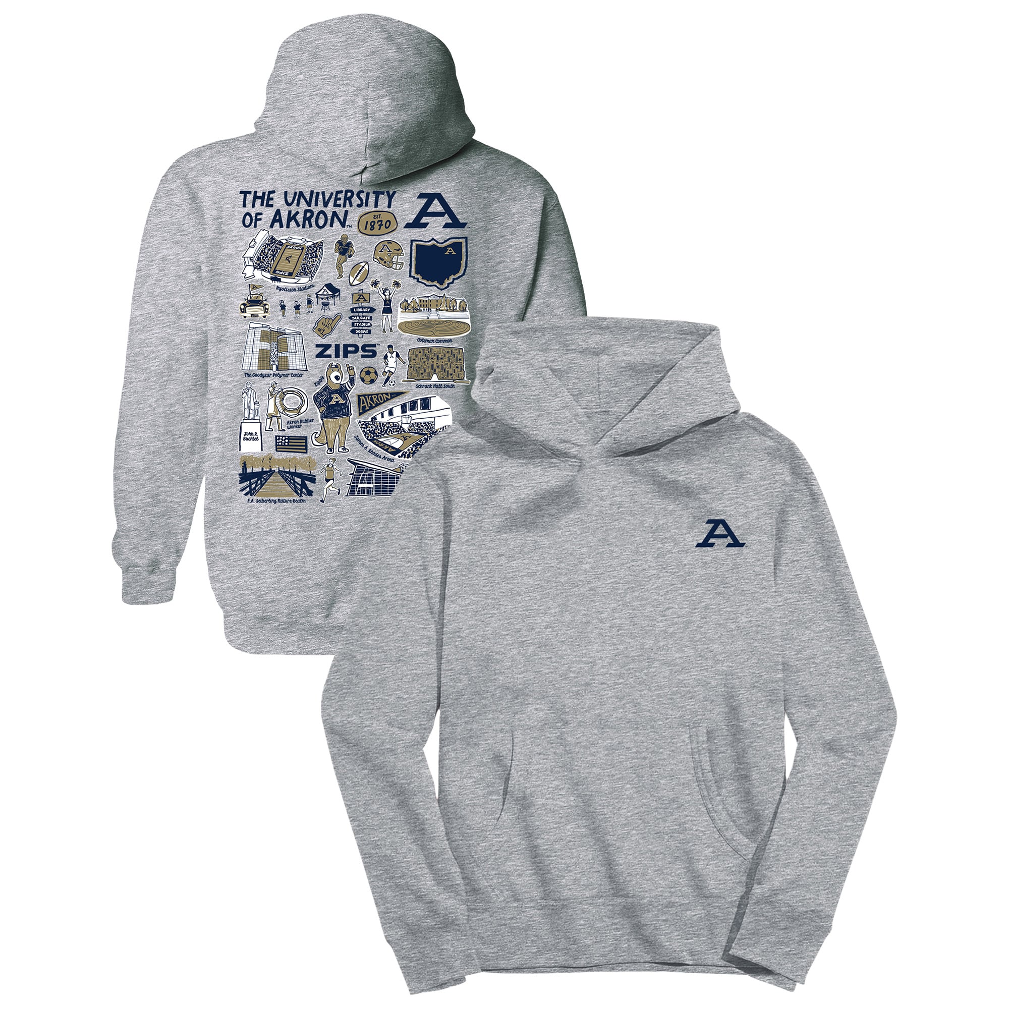 Youth Vive La Fete Gray Akron Zips Impressions Artwork Hoodie
