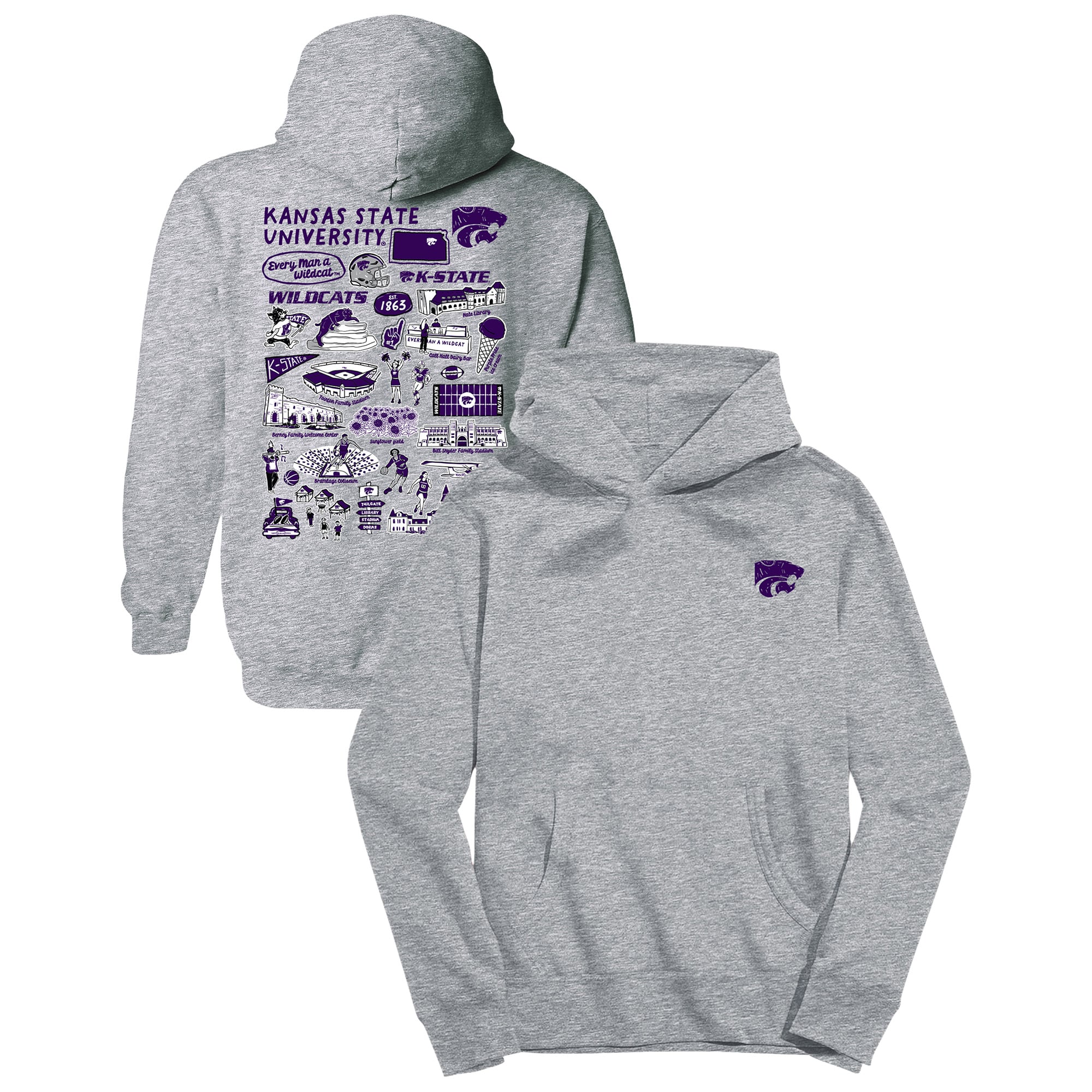 Youth Vive La Fete Gray Kansas State Wildcats Impressions Artwork Hoodie
