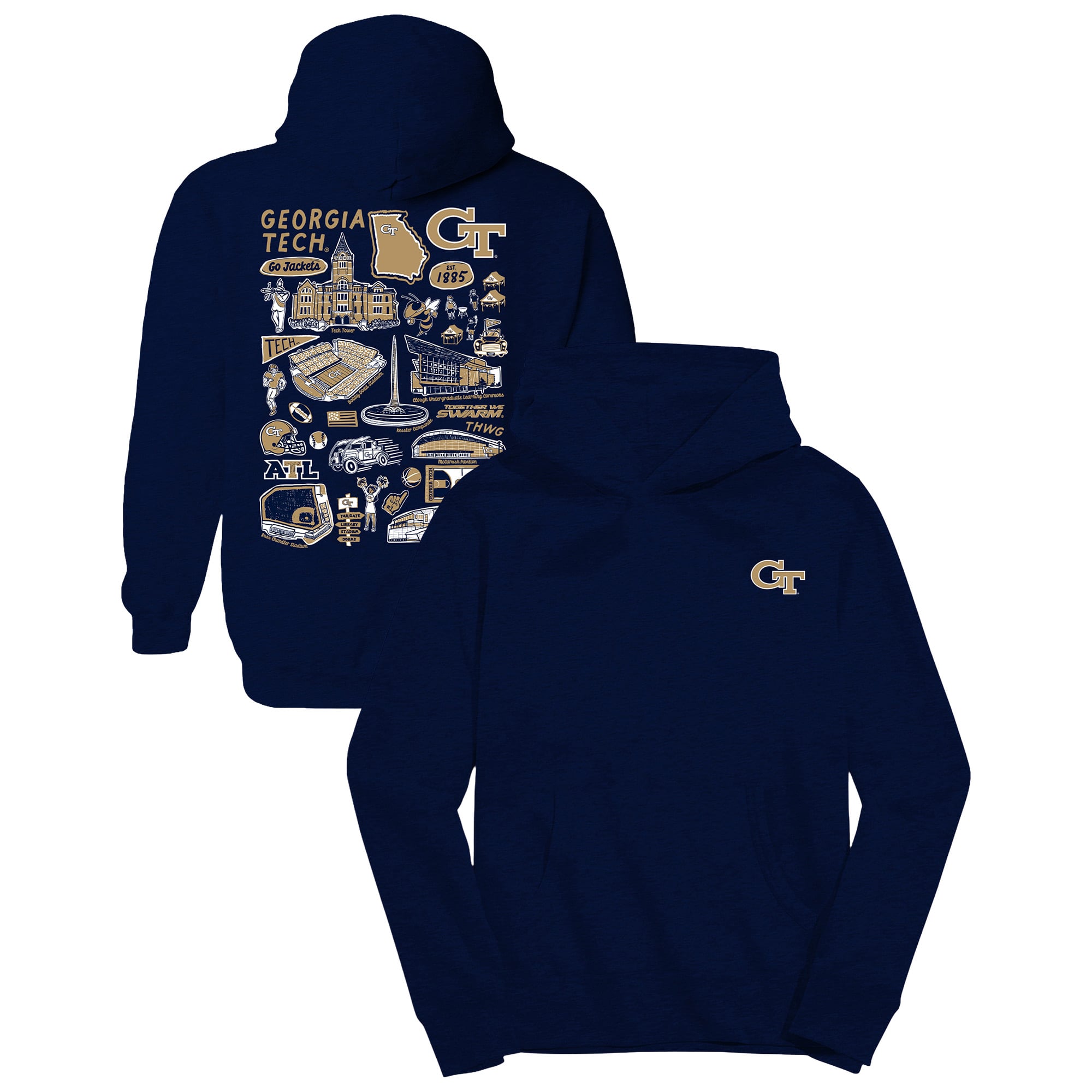Youth Vive La Fete Navy Georgia Tech Yellow Jackets Impressions Artwork Hoodie