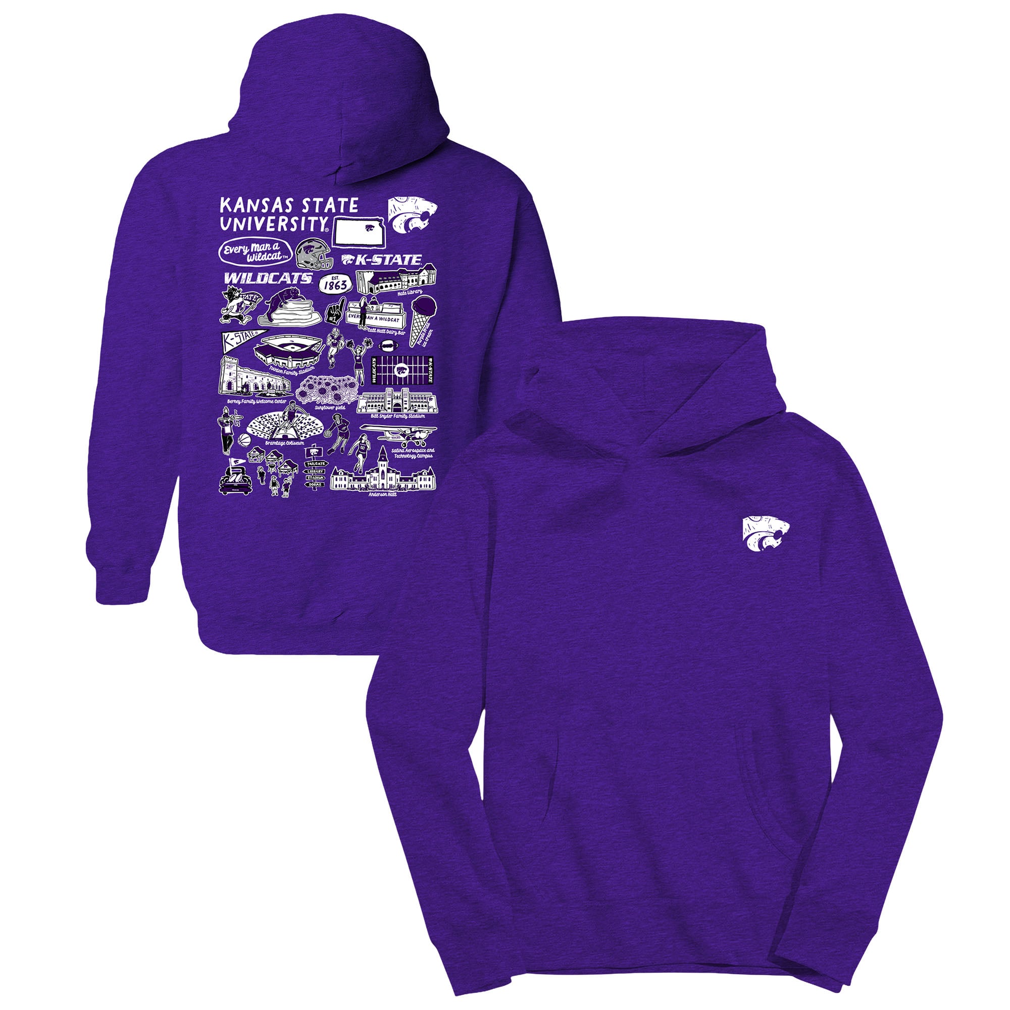 Youth Vive La Fete Purple Kansas State Wildcats Impressions Artwork Hoodie