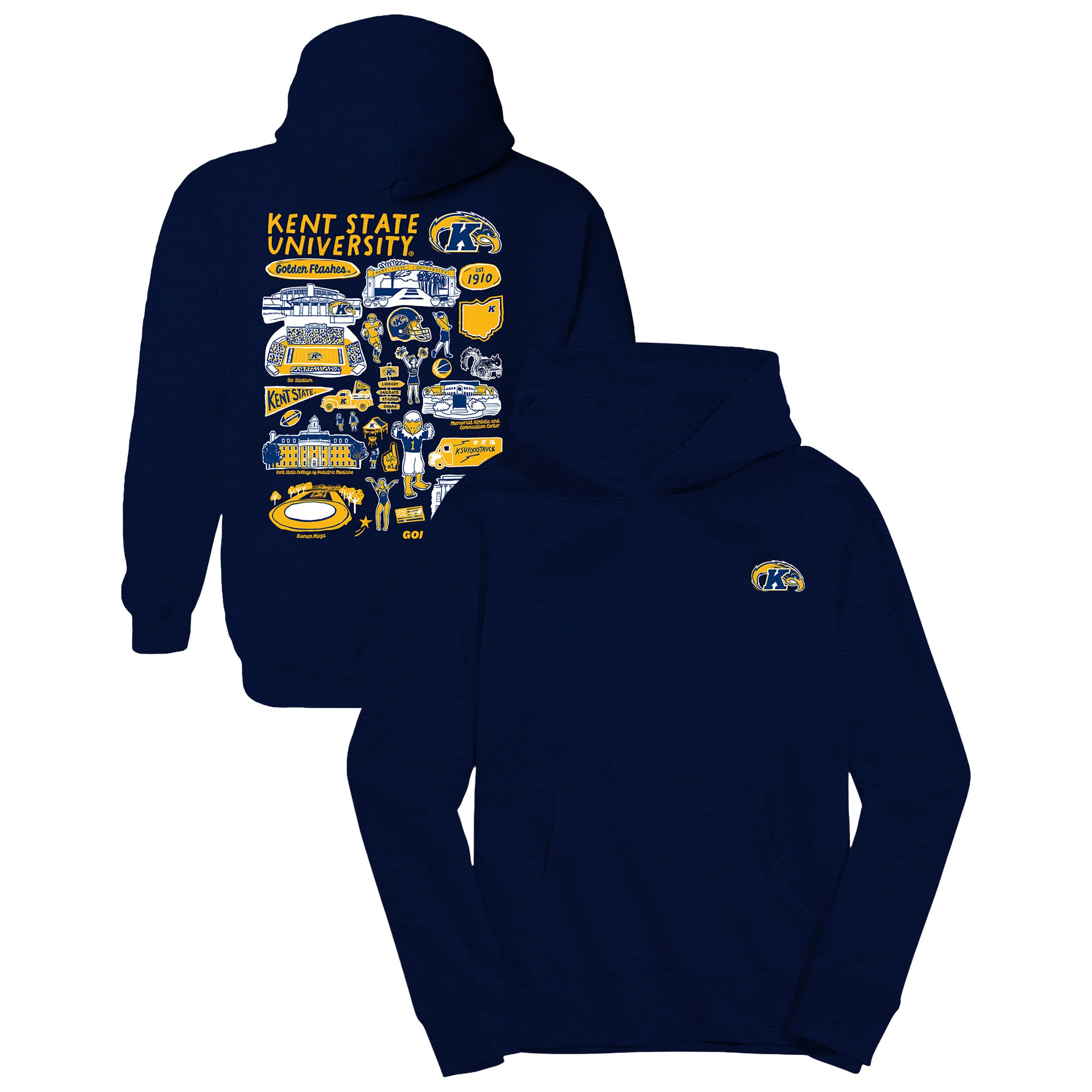 Youth Vive La Fete Navy Kent State Golden Flashes Impressions Artwork Hoodie
