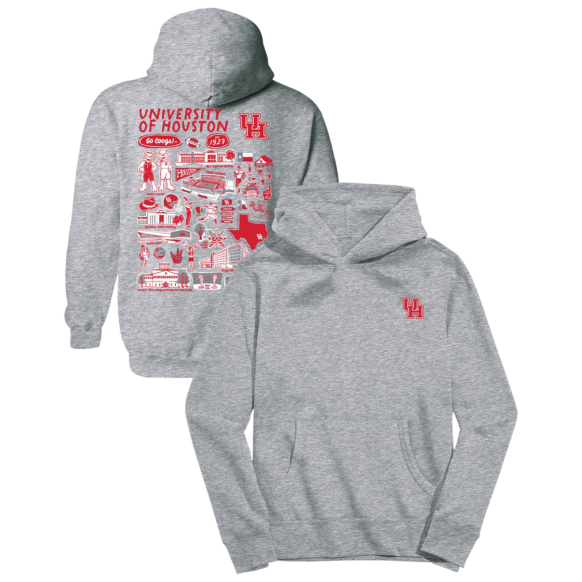 Youth Vive La Fete Gray Houston Cougars Impressions Artwork Hoodie