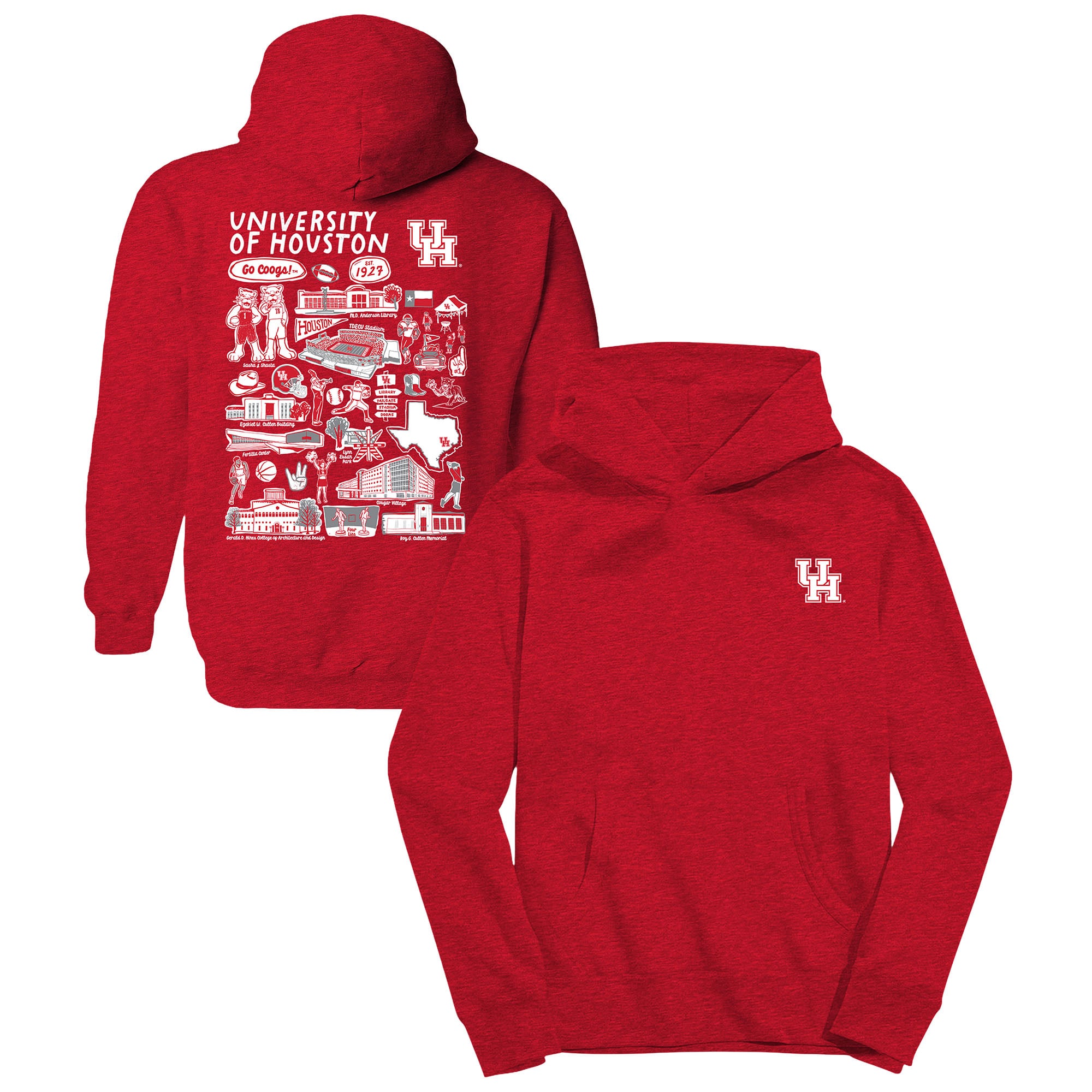 Youth Vive La Fete Red Houston Cougars Impressions Artwork Hoodie