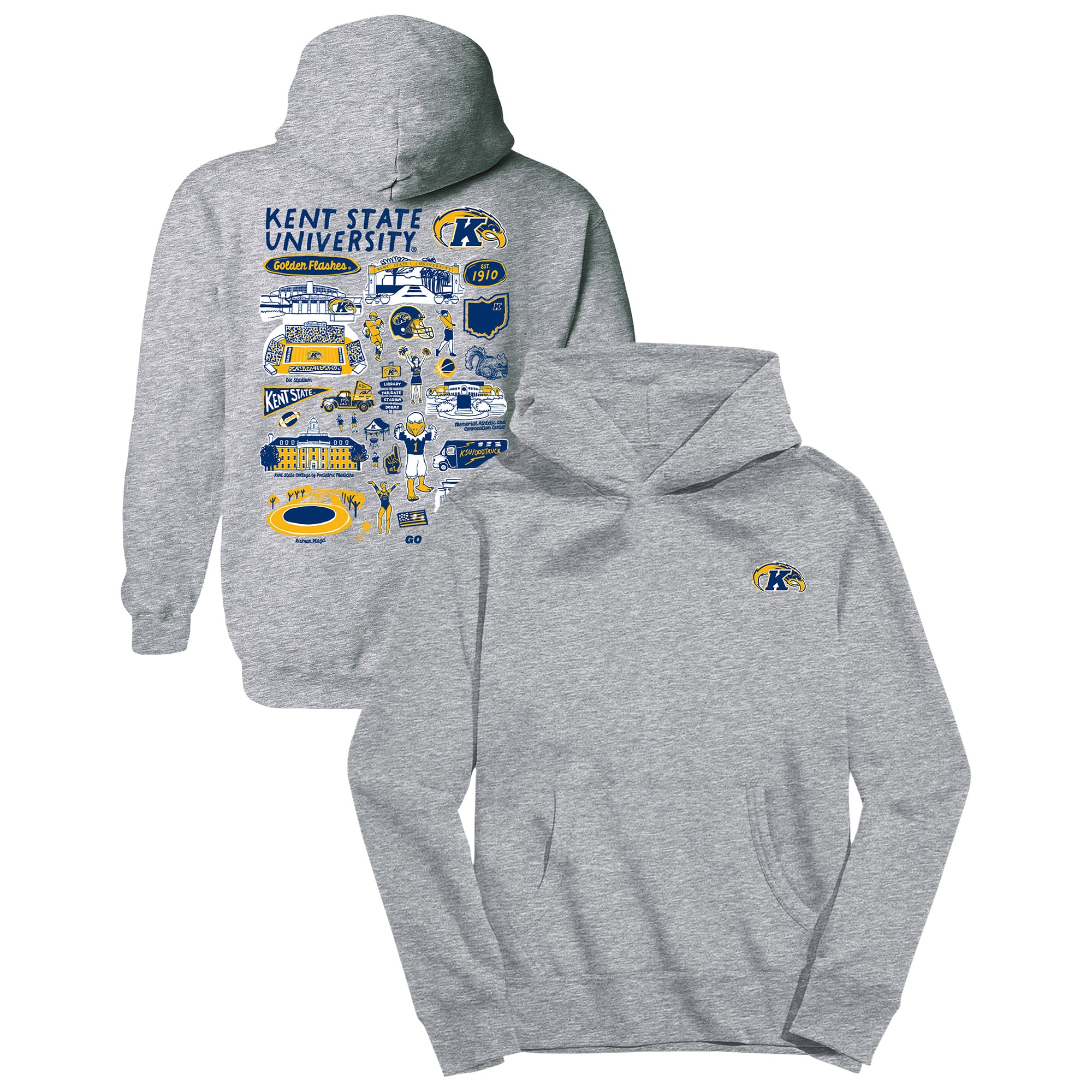 Youth Vive La Fete Gray Kent State Golden Flashes Impressions Artwork Hoodie