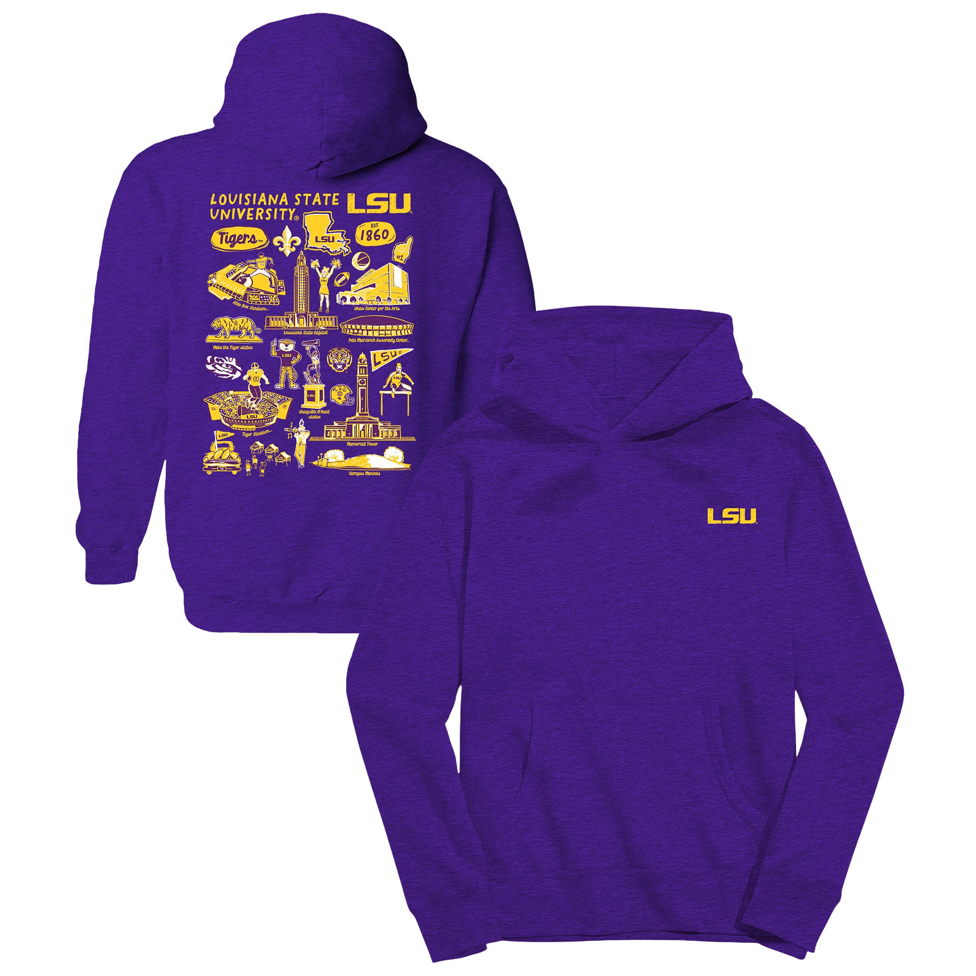 Youth Vive La Fete Purple LSU Tigers Impressions Artwork Hoodie