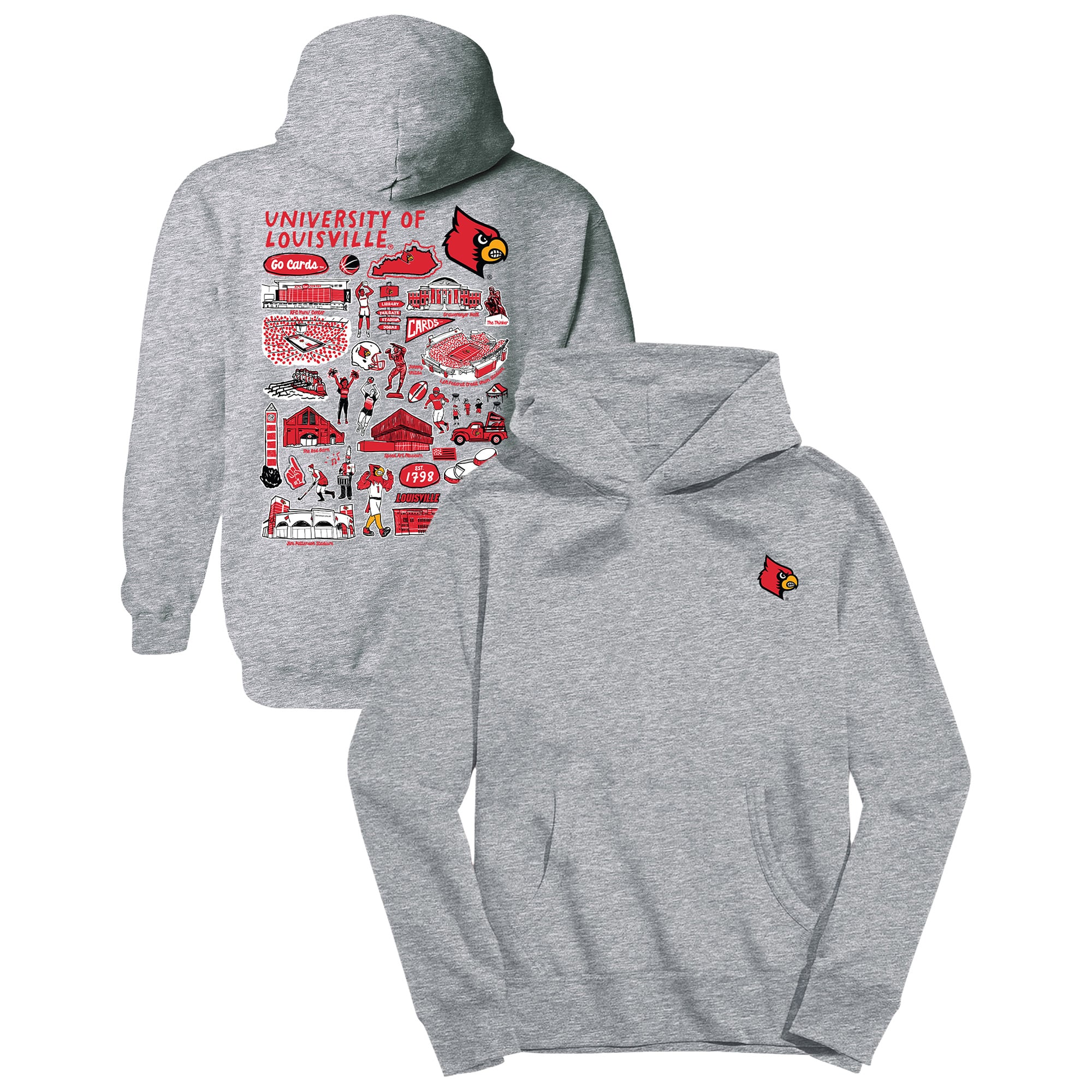 Youth Vive La Fete Gray Louisville Cardinals Impressions Artwork Hoodie
