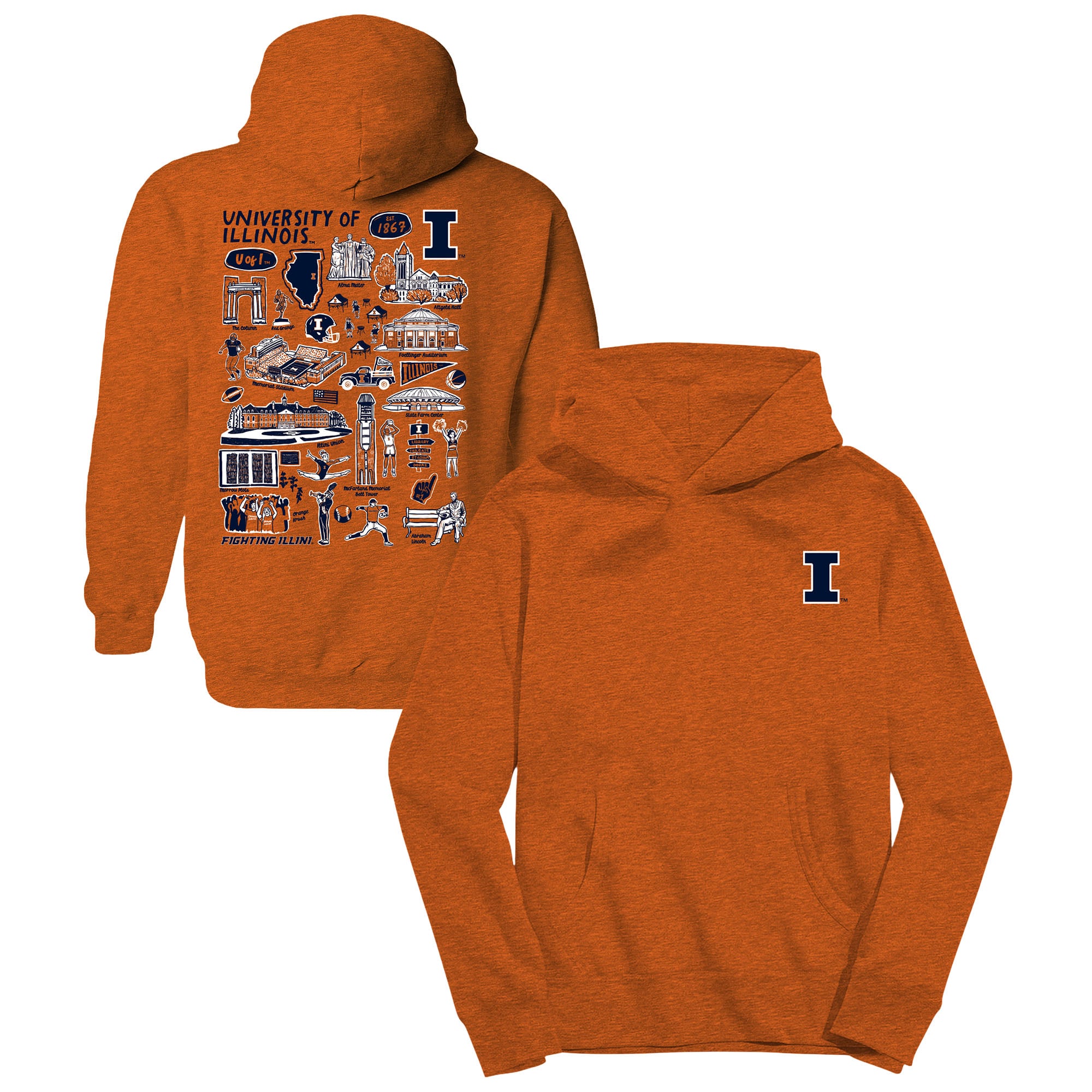 Youth Vive La Fete Orange Illinois Fighting Illini Impressions Artwork Hoodie