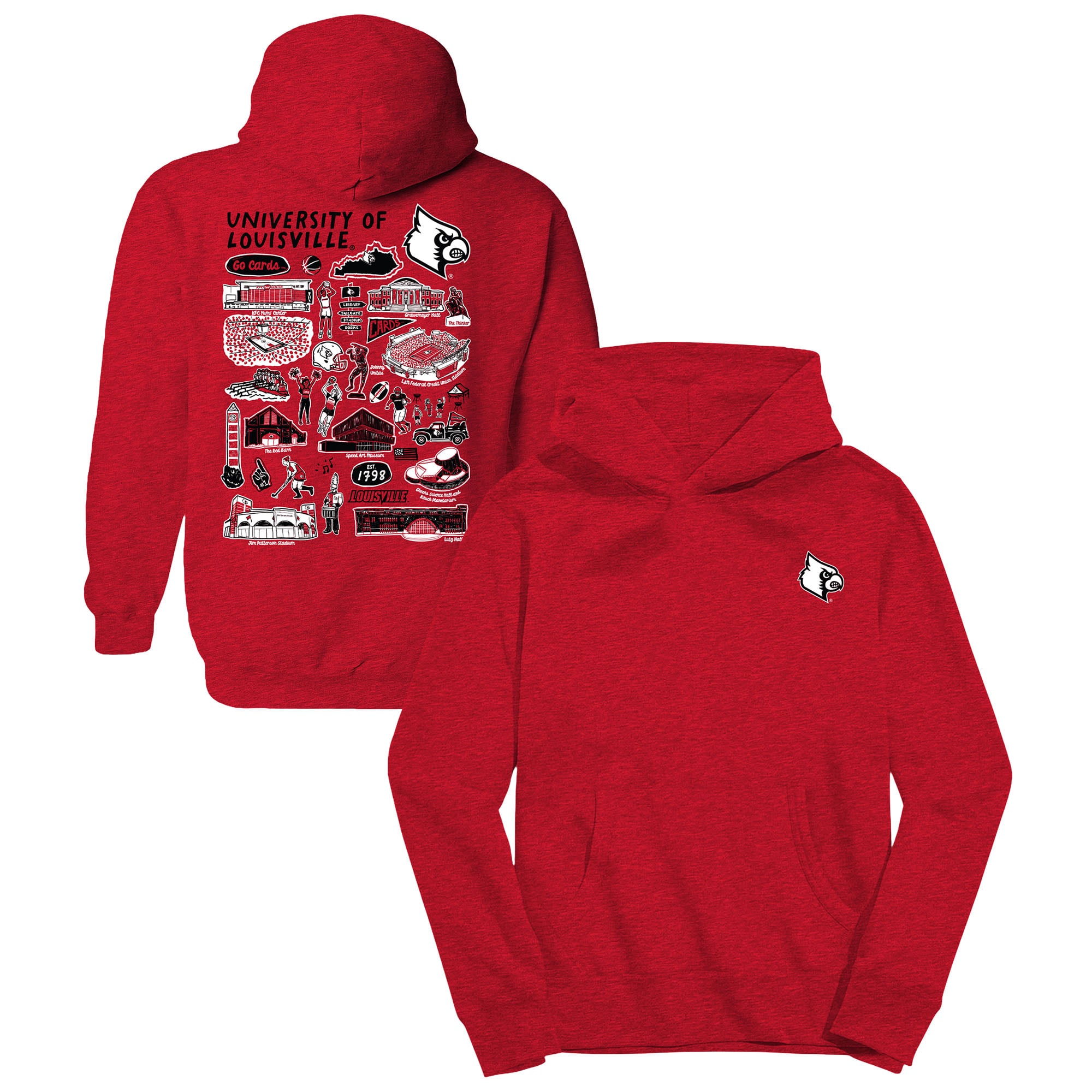 Youth Vive La Fete Red Louisville Cardinals Impressions Artwork Hoodie
