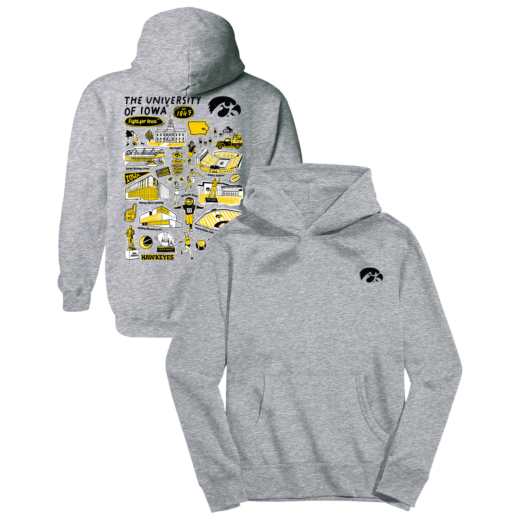 Youth Vive La Fete Gray Iowa Hawkeyes Impressions Artwork Hoodie Youth Vive La Fete Gray Iowa Hawkeyes Impressions Artwork Hoodie