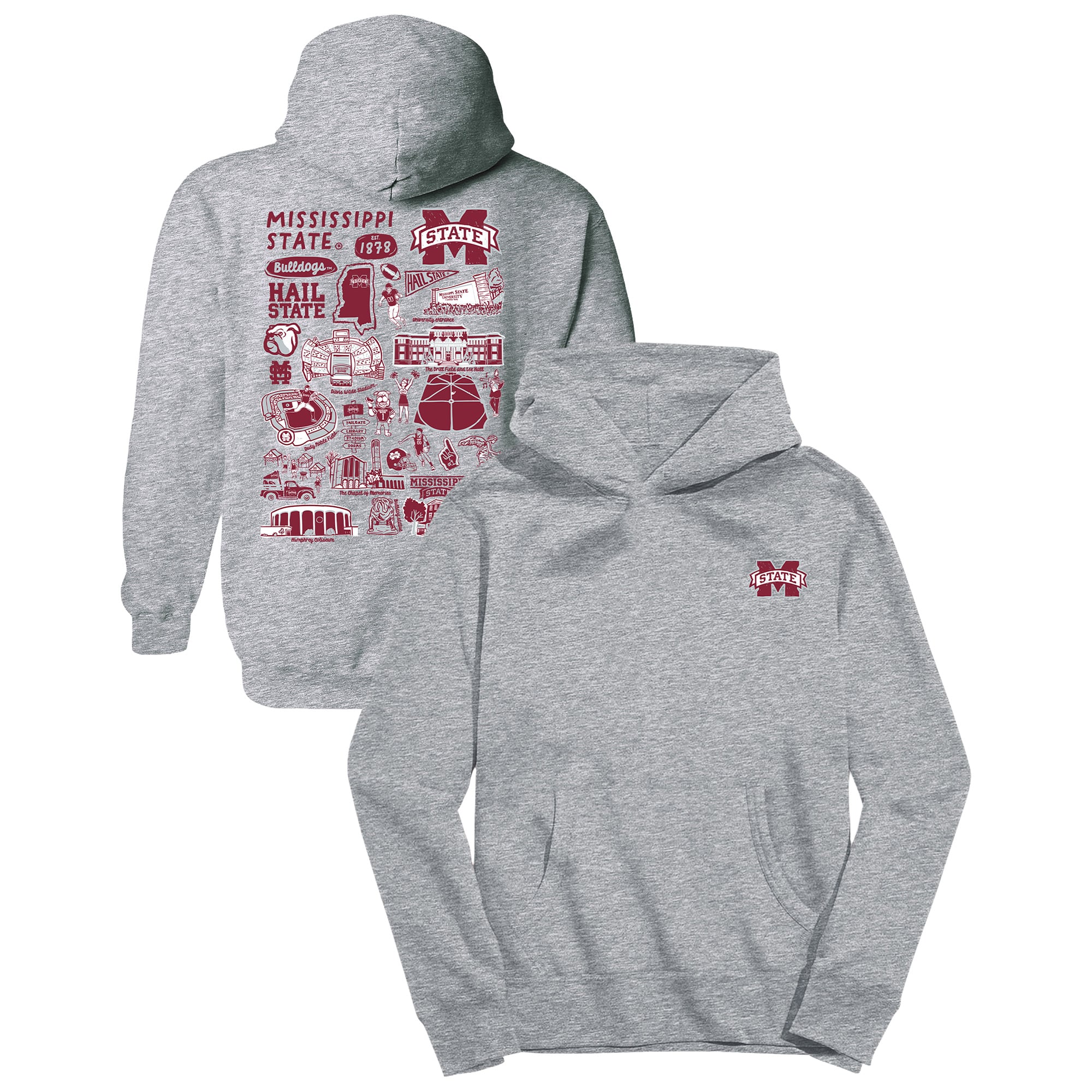 Youth Vive La Fete Gray Mississippi State Bulldogs Impressions Artwork Hoodie