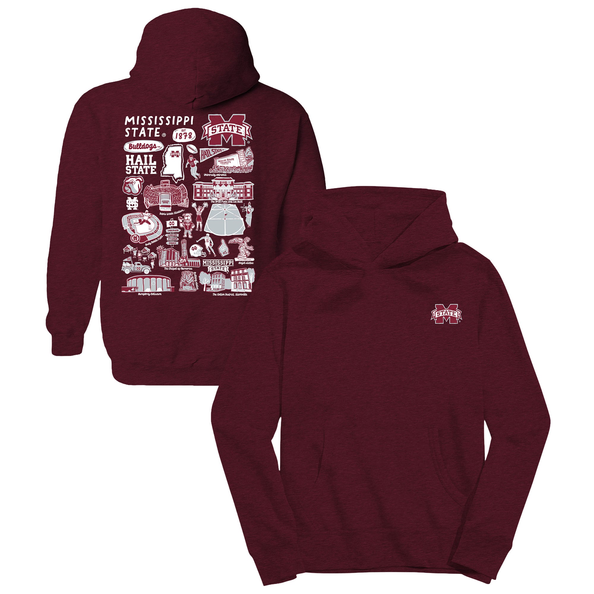 Youth Vive La Fete Maroon Mississippi State Bulldogs Impressions Artwork Hoodie