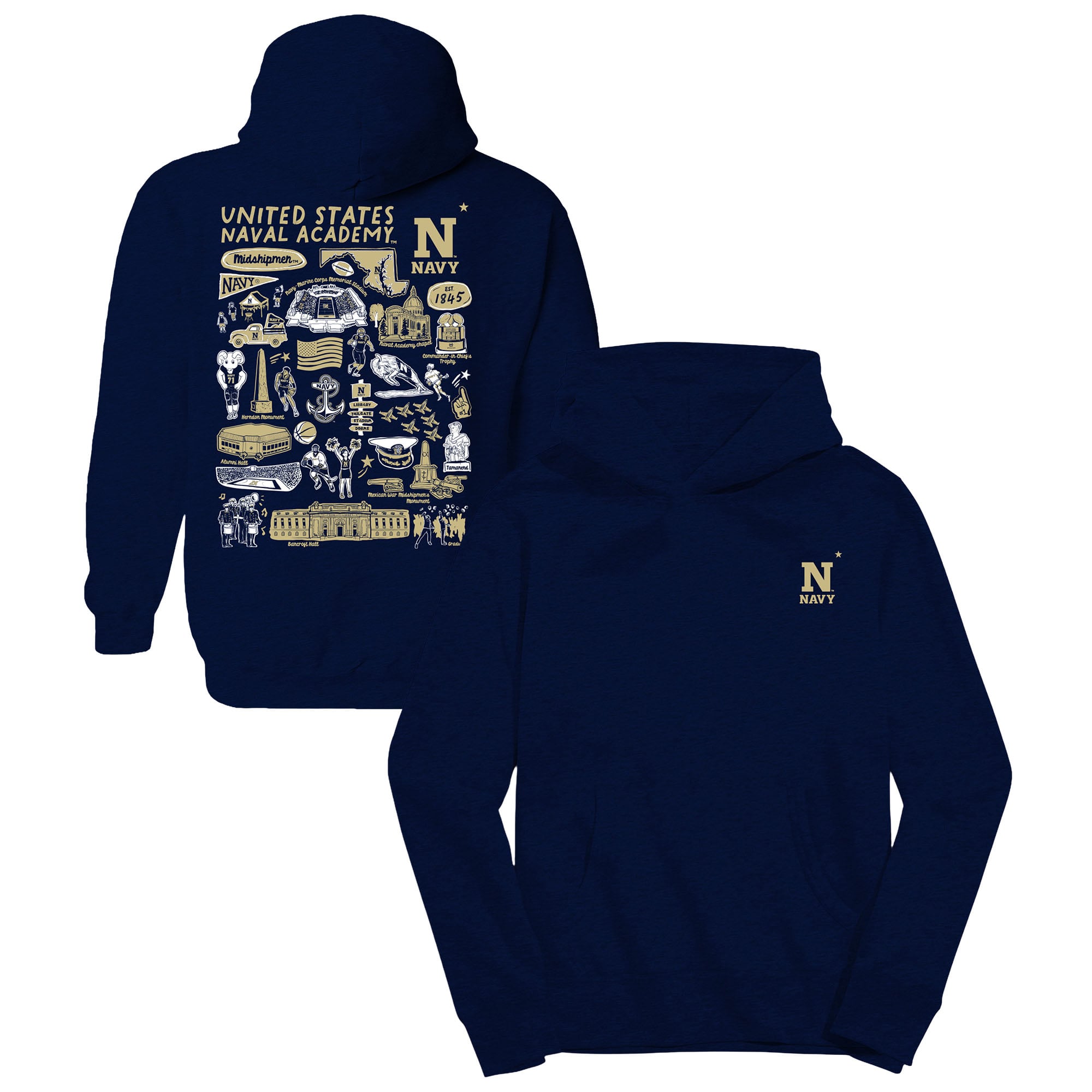 Youth Vive La Fete Navy Navy Midshipmen Impressions Artwork Hoodie