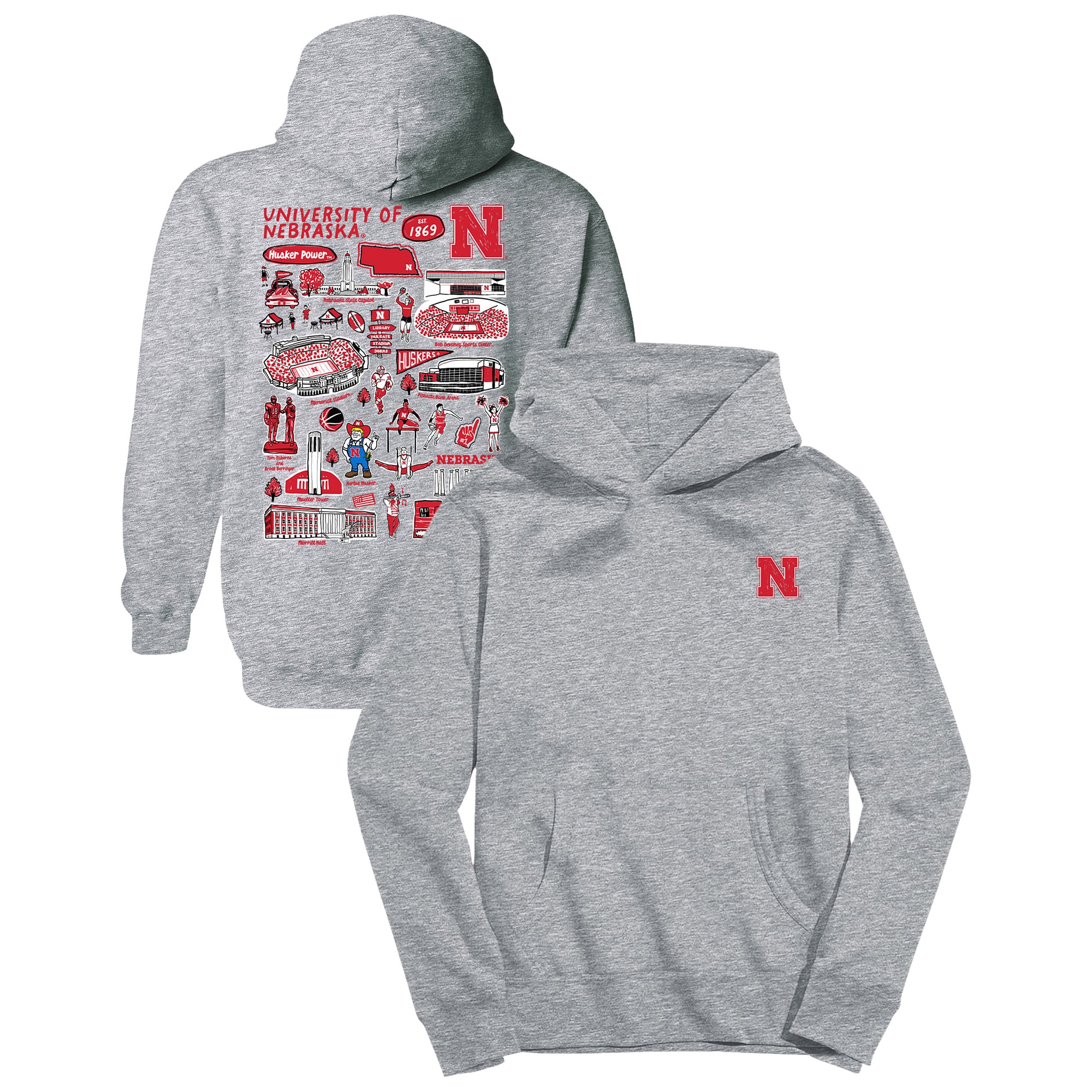 Youth Vive La Fete Gray Nebraska Huskers Impressions Artwork Hoodie